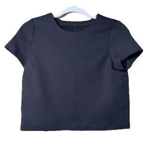 Lululemon Top Womens S Black Neoprene Shell Short Sleeve Activewear Scuba G10